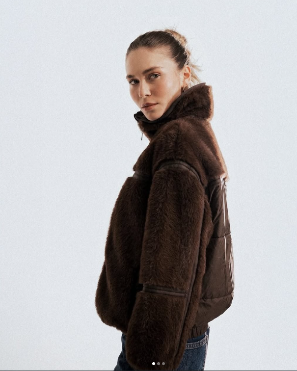 Jaqueta shearling marrom tabaco